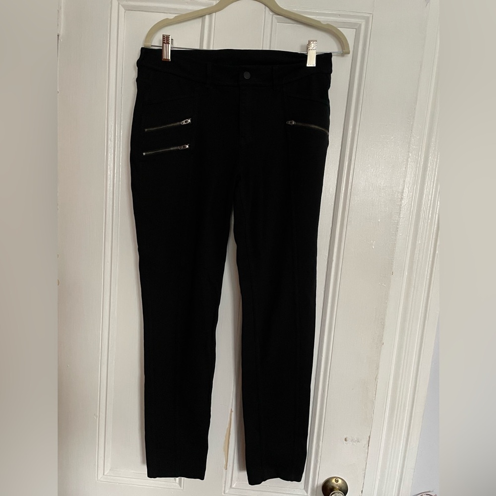Athleta black motorcycle slim fit pants, size 10